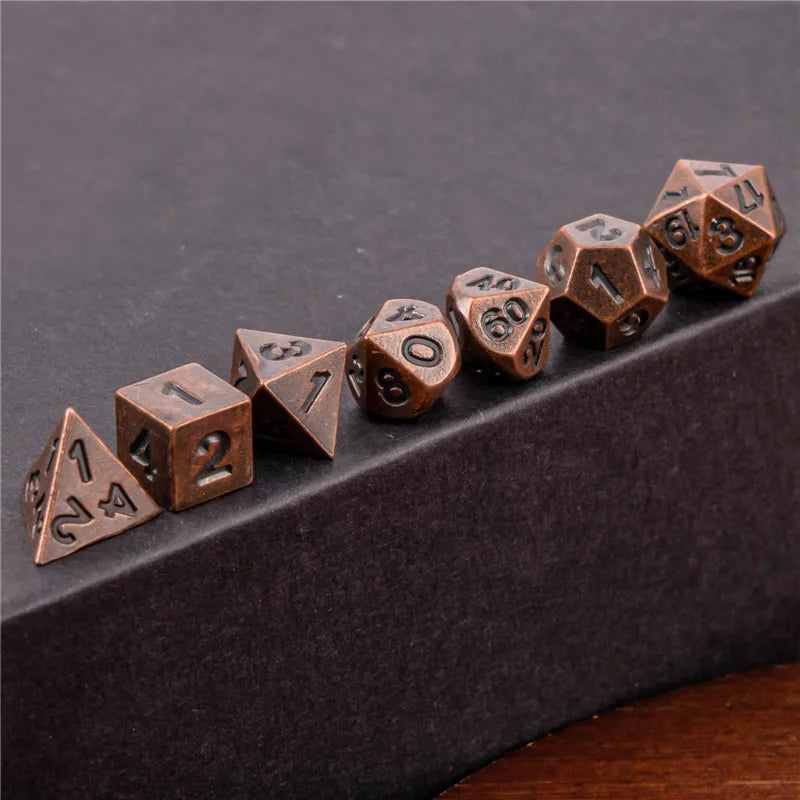 Ensemble de dés KERWELLSI DND MiNi Dice D&amp;D, dés de jeu de rôle en métal polyédrique Dungeon et Dragon, dés faits à la main D20 D12 D10 D8 D6 D4