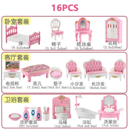 Hot Sale Cute Kawaii Pink 10 Items/Lot Miniature Dollhouse Furniture Accessory Kids Toys Kitchen Cooking Things For Girl Gifts