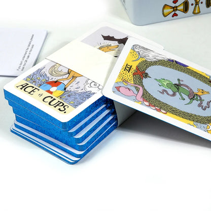 Cartes de tarot Adventures Time 78 pièces dans une boîte en métal avec bord plaqué or pour jeu de tarot divinatoire Bel emballage