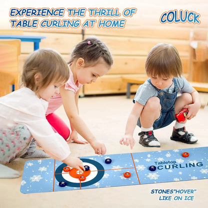 Curling 3 in 1 Board Game Tabletop Shuffleboard Bowling Curling Board Game Mini Tabletop Games Family Sports Game for Adult Kids