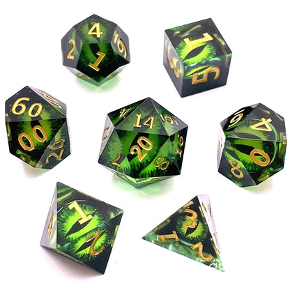 Nouvelle vente chaude pour D&amp;D dés en résine 7 pièces Thrill Eye Dice Set Single Dragon Eye Dice Replacement pour DND Tabletop Games Role-Playing