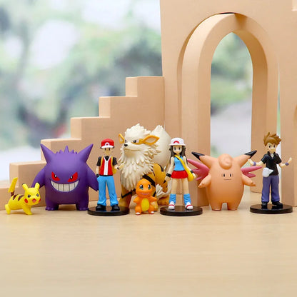 Colección de figuras de Pokémon Arcanine Gengar Clefairy, 8 piezas/set