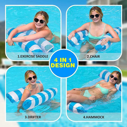 Hamaca de agua inflable 4 en 1, colchón flotante, piscina de verano, juguetes acuáticos para fiestas, tumbonas, sillones reclinables para adultos