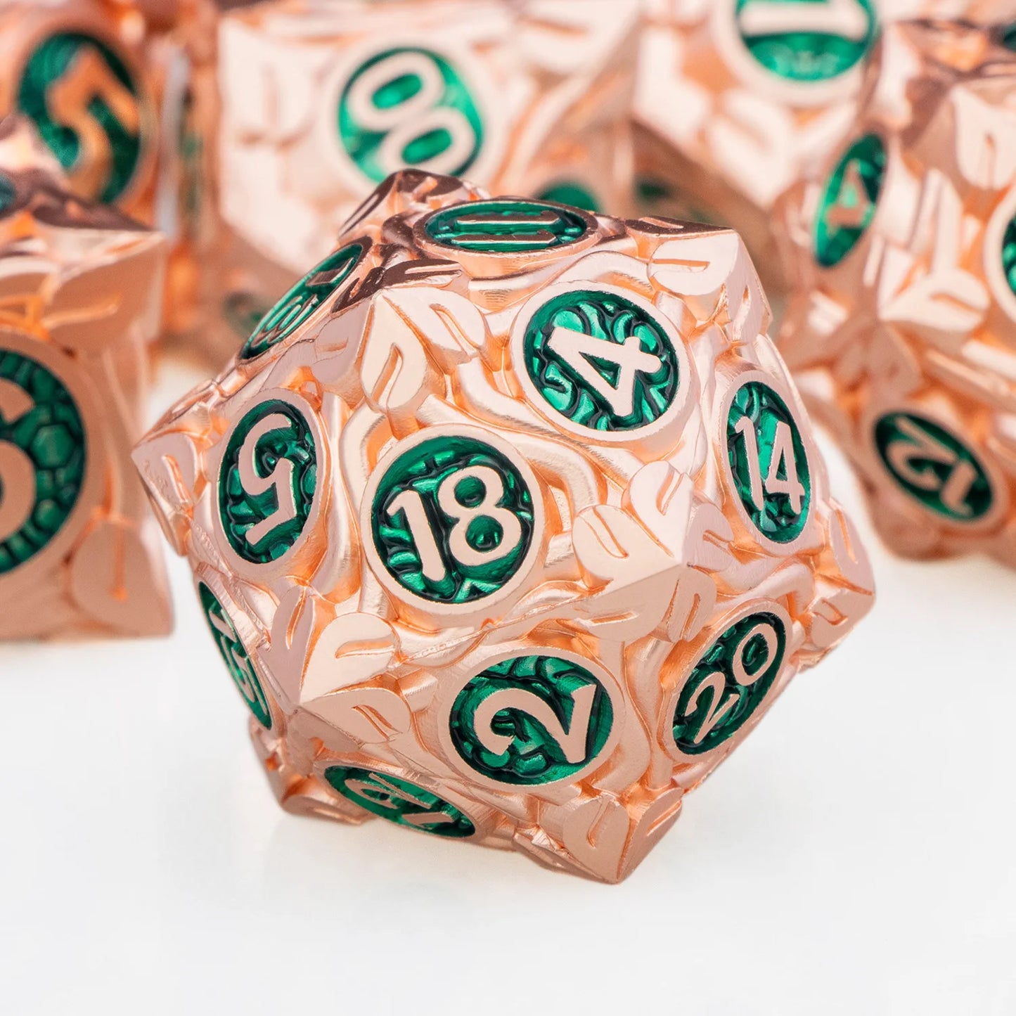 DND Metal Red Copper Green RPG Polyhedral For Dungeon and Dragon Tabletop Role Playing Game D and D Dice Set D20 D12 D10 D8 D6