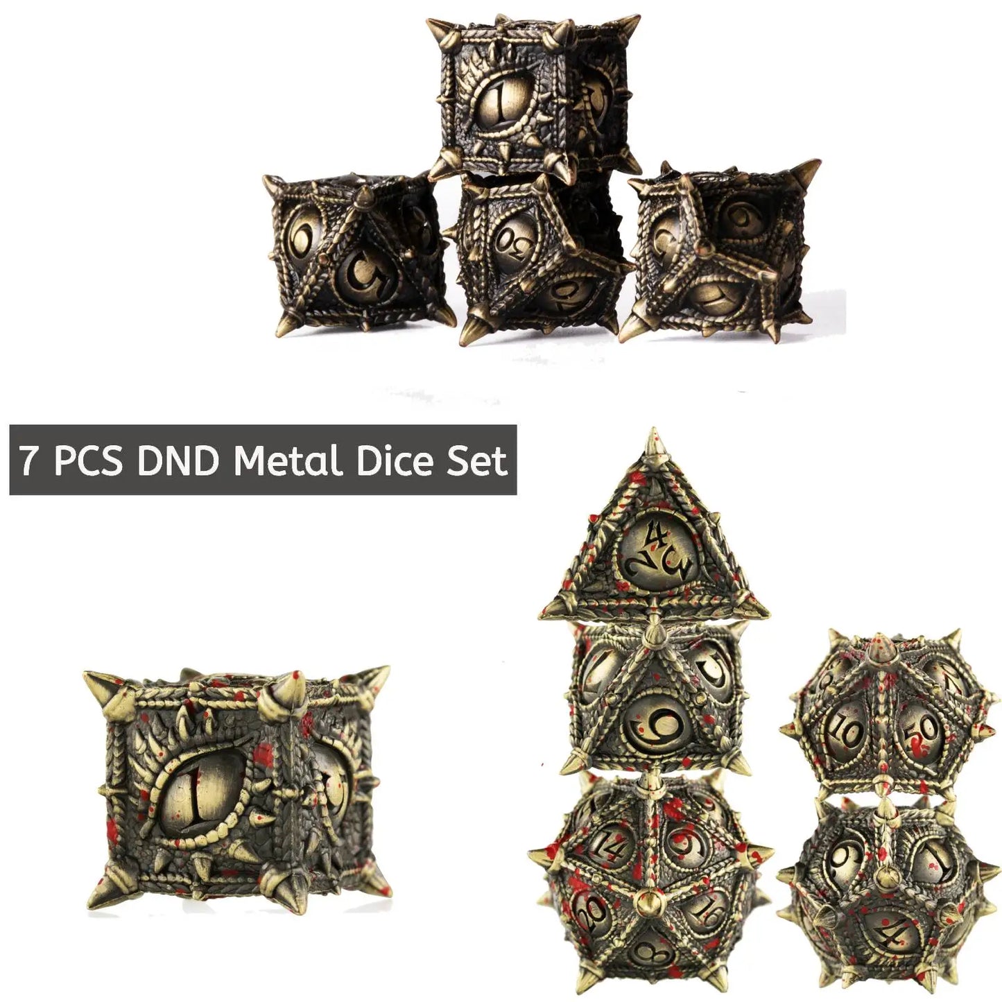 Juego de dados de metal de dragón para DND, dados de metal para juegos de rol COC, dados para Dungeon and Dragons, juego de dados para D&amp;D, jugadores de DND, dados de metal poliédricos D20 D6