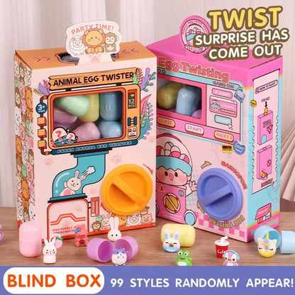 Children Gashapon Machine Mini Claw Arcade Crane Cartoon Doll Blind Box Egg Twisting DIY Educational Games Toys for Kids Gifts