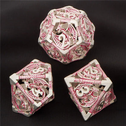 OUKELANWO DND Metal Hollow Dice Set D&amp;D, dés de jeu de rôle polyédriques, dés de donjon et de dragon D et D D20 D12 D10 D8 D6 D4