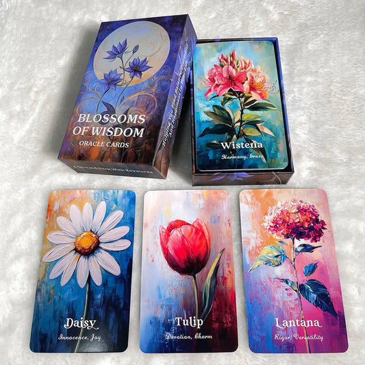 Cartes de tarot des fleurs, cartes Oracle Blossoms of Wisdom, 56 cartes avec guide PDF, magnifique jeu Oracle, cartes claires, 12x7cm