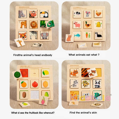 Animal Puzzle Toys for Kids Wooden Logical Thinking Matching Puzzle Montessori Teaching Board