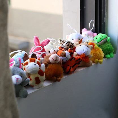 24 Mini Plush Animal Keychain Set Small Plush Keychain Decoration for Party Favor Teacher Student Award Goody Bag Filler Gift