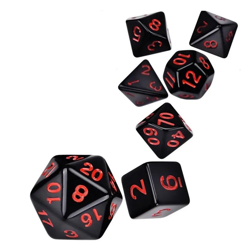 Lote de 7 dados de acrílico nuevos para juegos de mesa DND y COC, serie de colores sólidos, poliedro, D4, D6, D8, D10, D%, D12, D20