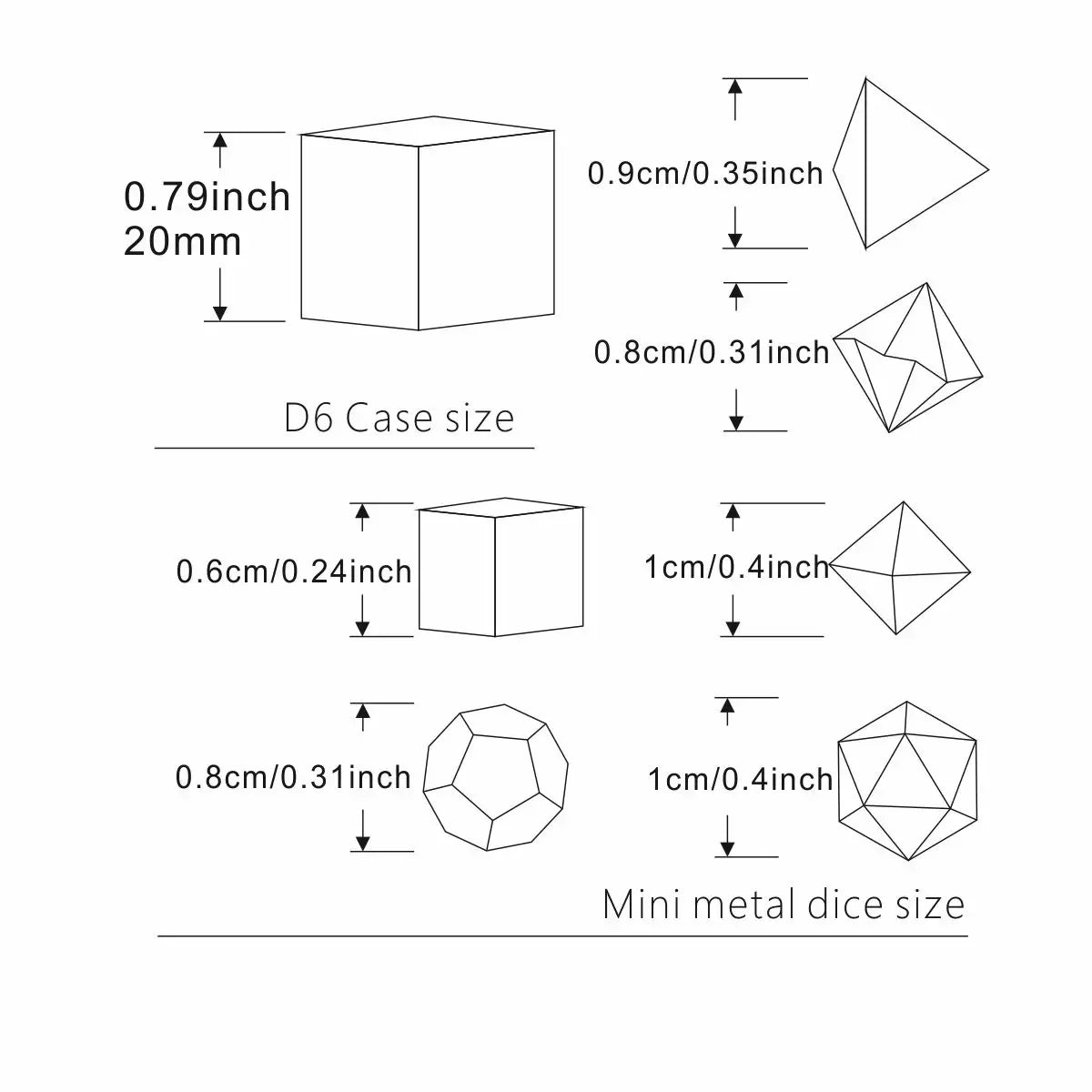 1 juego de dados DND de metal en miniatura con collar D20/D6 hueco de hierro antiguo, estuche para dados, juego de dados de metal pequeño, llavero D&amp;D portátil