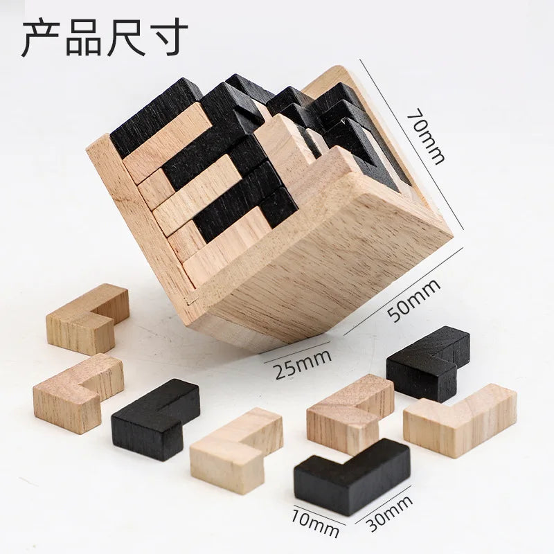 Puzzle cube 3D Luban imbriqué jouet en bois éducatif créatif cerveau QI esprit jeu d'apprentissage précoce cadeau pour enfants lettre 54T