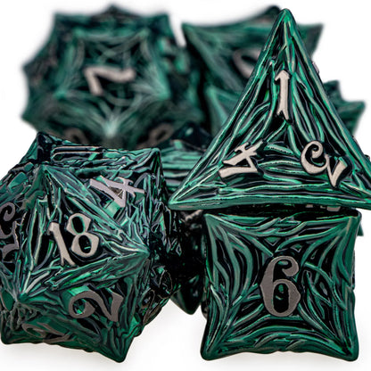 ORIFANTUO Tree Root Dnd Metal Dice Set Green D+D Polyhedral Dice For D&D Dungeon and Dragon Pathfinder Role Playing Game Dice