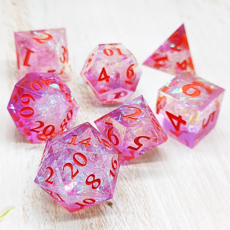 7pcs/Set Handmade For D&d Dnd Dice Set Resin Galaxy Dnd Dice Sharp Edge Sex Polyhedral Dice D Rpg Dice Dadi Dados Rol Rainbow