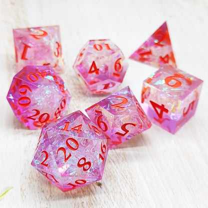 7pcs/Set Handmade For D&d Dnd Dice Set Resin Galaxy Dnd Dice Sharp Edge Sex Polyhedral Dice D Rpg Dice Dadi Dados Rol Rainbow