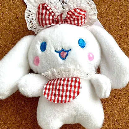 Lot de 10 peluches Sanrio Pochacco Cinnamoroll Kuromi Melody, porte-clés Kawaii, pendentif, poupée en peluche douce