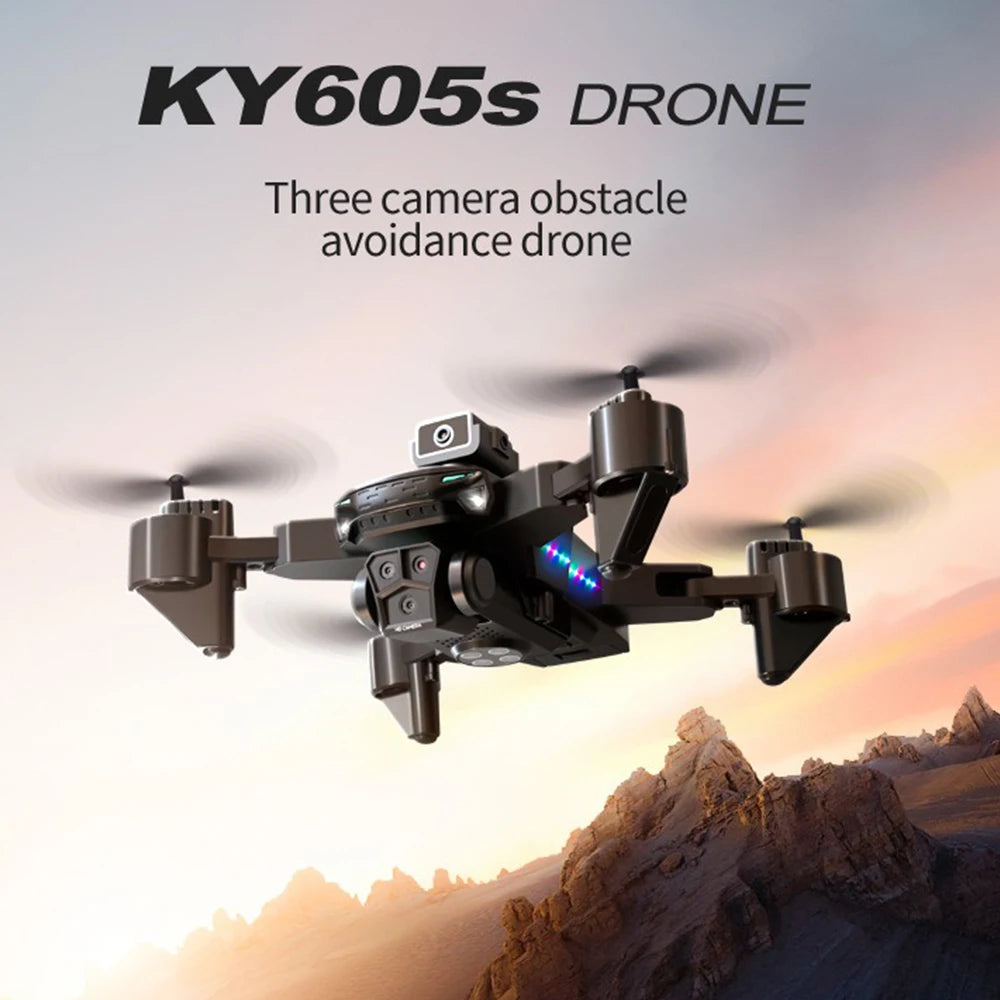 New KY605S RC Drone 8K Professinal With Three Camera Wide Angle Optical Flow Localization Four-way Obstacle Avoidance Quadcopter