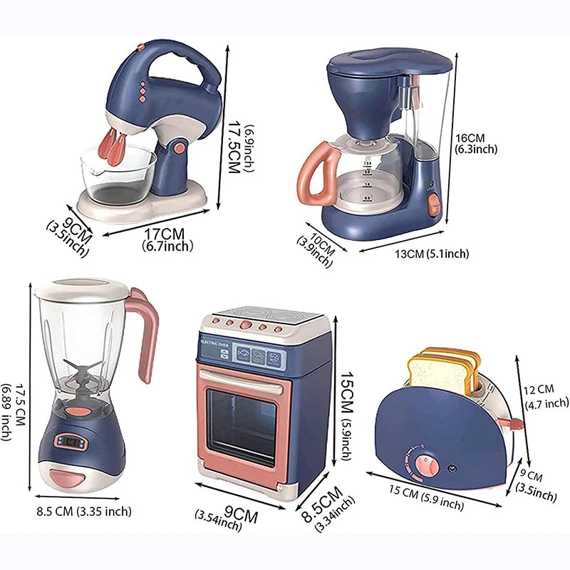 Mini appareils électroménagers, jouets de cuisine, ensemble de jeu de simulation avec cafetière, mixeur et grille-pain pour enfants, cadeaux pour garçons et filles