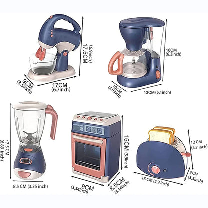 Mini appareils électroménagers, jouets de cuisine, ensemble de jeu de simulation avec cafetière, mixeur et grille-pain pour enfants, cadeaux pour garçons et filles