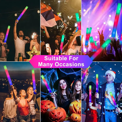 LED Glow Sticks Party Foam Light Sticks Batons with 3 Modes Colorful Flashing for Wedding Events (Colorful Light, 30PACK)