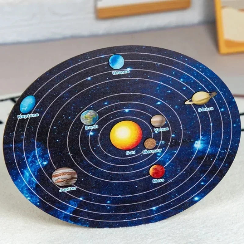 Puzzle mobile du système solaire pour enfants, jouets spatiaux en bois pour enfants, planètes éducatives précoces pour les enfants d'âge préscolaire