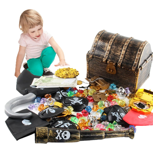 143 pièces en plastique or trésor pièces capitaine pirate fête pirate coffres au trésor enfant coffres au trésor or pièce bijoux pierres précieuses jouet