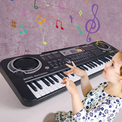 Clavier de piano électronique portable pour enfants, 61 touches, orgue avec microphone, jouets éducatifs, instrument de musique, cadeau pour enfant débutant