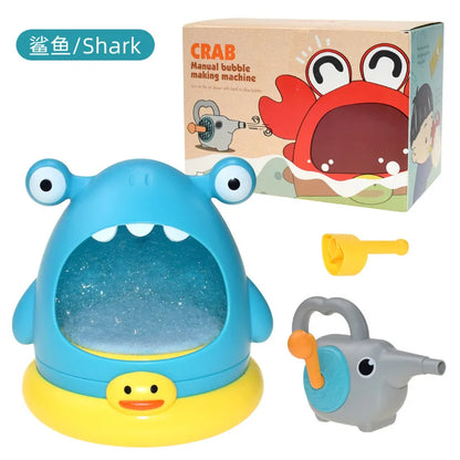 Children Soap Machine Blowing Bubble Baby Bath Aerator Outdoor Foam Maker Cute Cartoon Shark and Crab Bathroom Swimming Pool Toy