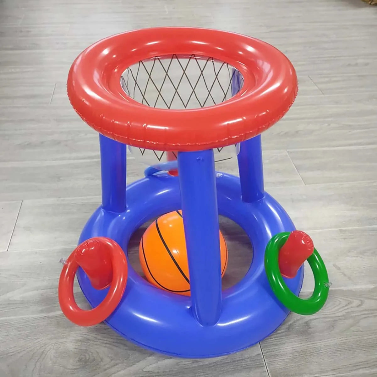 Jeu de lancer d'anneau gonflable, panier de basket flottant, jouet interactif de sport aquatique, cadeau de fête, accessoire de piscine amusant pour la plage