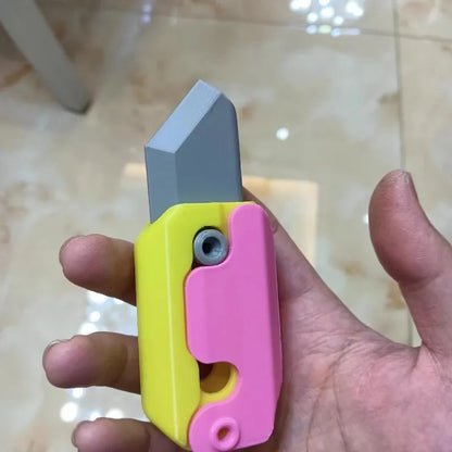 Cuchillo de gravedad con impresión 3D, cuchillo pequeño con forma de rábano que salta, minimodelo colgante, juguete de descompresión con tarjeta de empuje, mini cuchillo mariposa