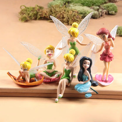 6 piezas/set Anime Tinkerbell cuentos de hadas niñas Tinker Bell PVC figuras de acción juguetes