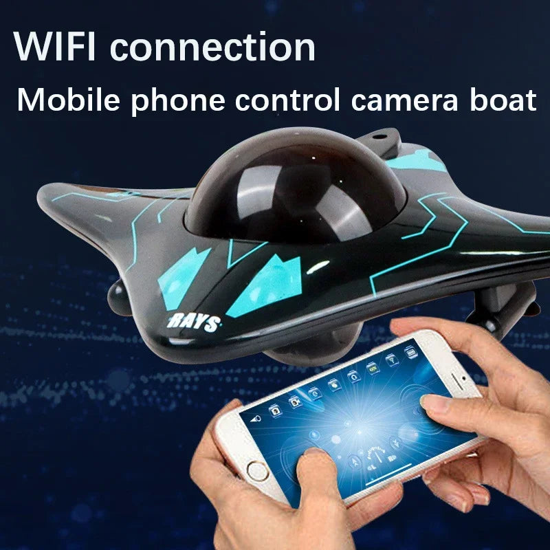 6Ch Rc Boat Submarine with Camera Underwater Remote Control Wifi Fpv Remote Control Boats Radio Control Toys for Children Gifts