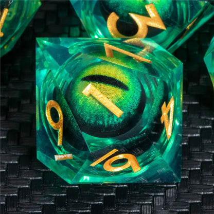 KERWELLSI DND Beholder Eye Dice Set Dungeon and Dragon, dés D&amp;D à bord tranchant en résine Polyédrique Magic Gathering Jeu de rôle