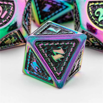 OUKELANWO DND Metal Dice Set D&amp;D pour Dungeon and Dragon, jeu de rôle RPG polyédrique doré D et D Dice D20 D12 D10 D8 D6 D4