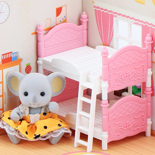 Koala 1/12 Dollhouse Bunk Beds Miniature Bedroom Furniture Ornament Mini Double Bed Dollhouse Create A Miniature Dream Bedroom