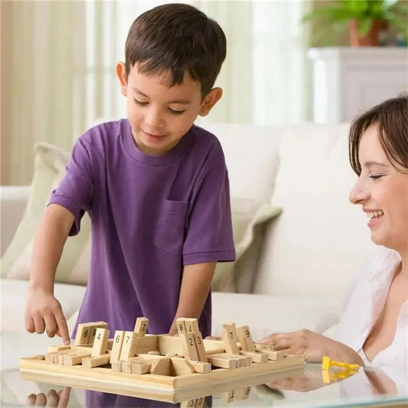 Juego de mesa de madera con solapas y dados para matemáticas de 2 a 4 jugadores, capacidad de pensamiento cognitivo, instrucciones para cerrar la caja, de lujo, para adultos y niños