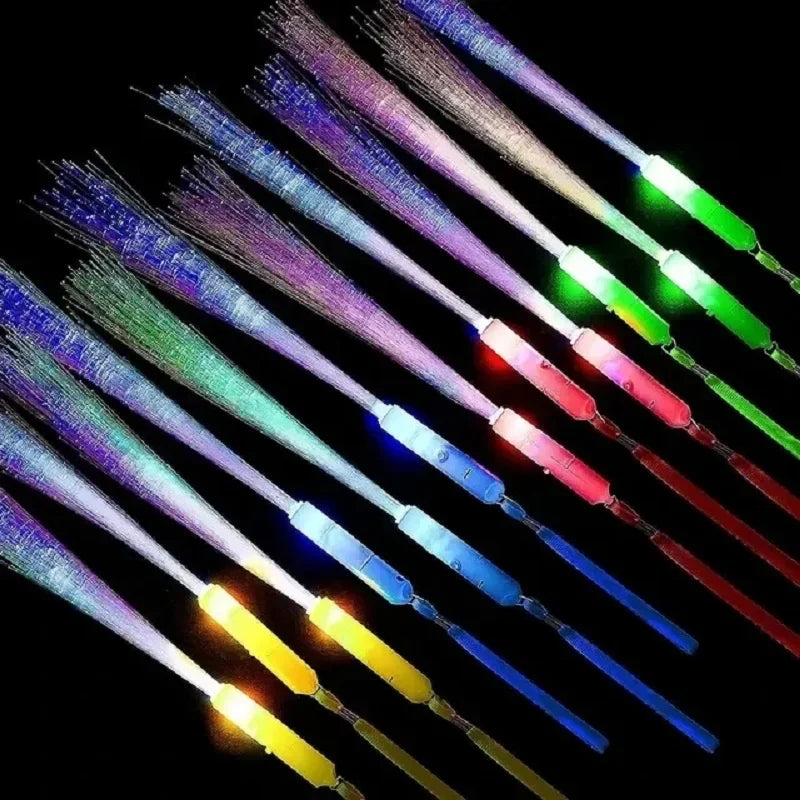 Lot de 12 ou 24 baguettes lumineuses à LED en fibre optique pour mariage, concerts, fêtes, brillent dans le noir