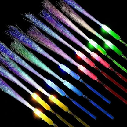 Lot de 12 ou 24 baguettes lumineuses à LED en fibre optique pour mariage, concerts, fêtes, brillent dans le noir