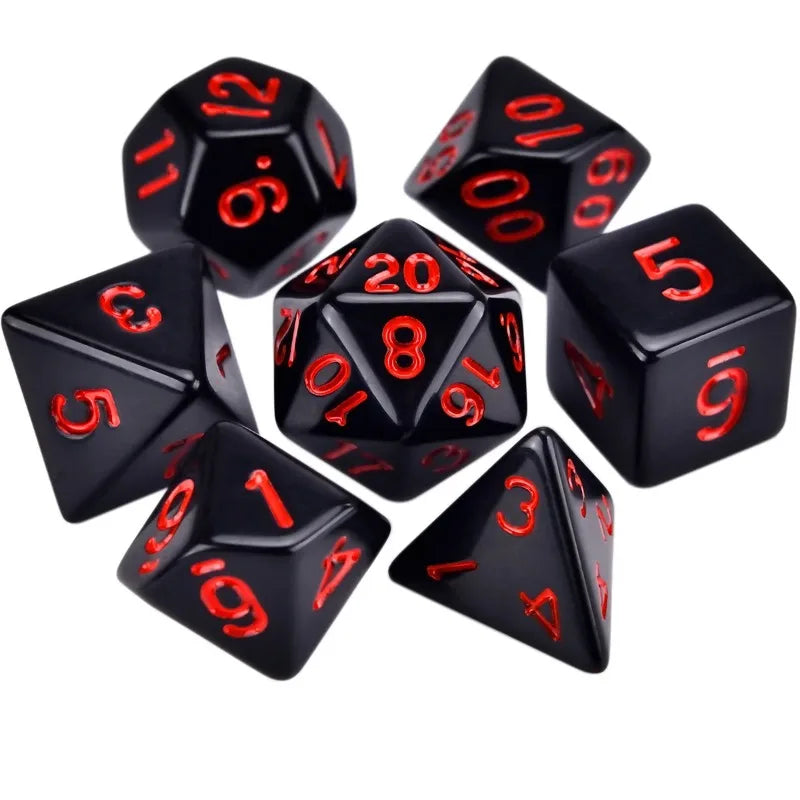 Lote de 7 dados de acrílico nuevos para juegos de mesa DND y COC, serie de colores sólidos, poliedro, D4, D6, D8, D10, D%, D12, D20