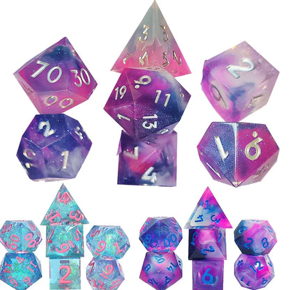 Juego de 7 piezas de resina para dados DND, juego de dados D&amp;D, D4, D6, D8, D10, D%, D12, D20, juegos poliédricos para juegos de mesa de mazmorras y dragones, MTG, RPG