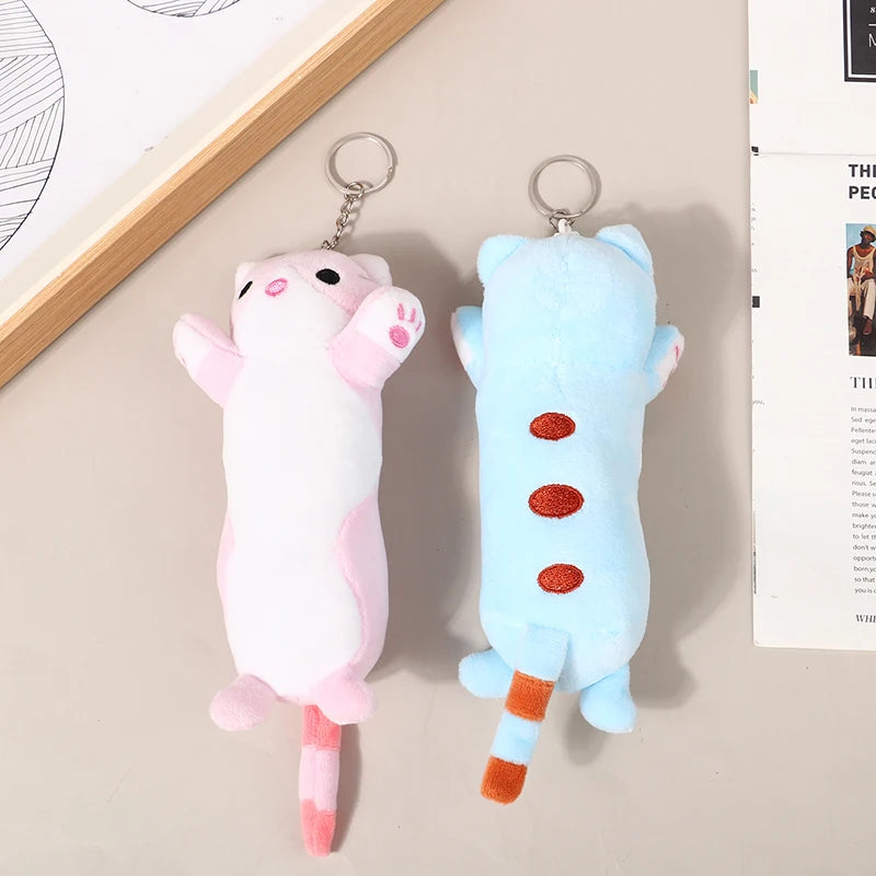 Lovely Long Cat Plush Doll Toys Soft Stuffed Animal Keychain Backpack Pendant For Kids Girls Birthday Gifts