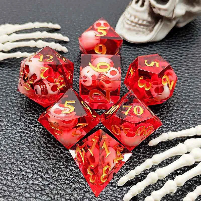 Juego de 7 dados de calavera para DND, dados D&amp;D, D4, D6, D8, D10, D%, D12, D20, juegos poliédricos para juegos de mesa de mazmorras y dragones, MTG, RPG