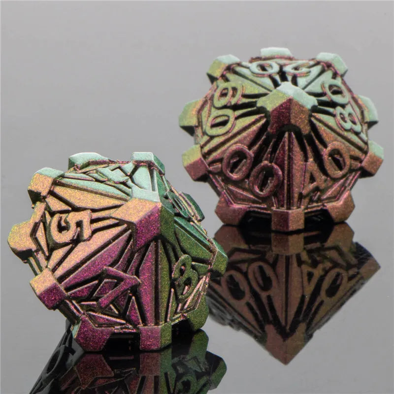 KERWELLSI DND Metal Dice Set D&D, Dungeon and Dragon Role Playing Dice, Crack Handmade RPG D and D Dice D20 D12 D10 D8 D6 D4