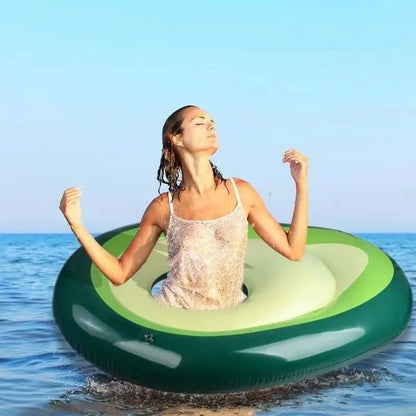 Inflatable avocado floating row PVC beach ball adult water floating row avocado floating bed inflatable toys