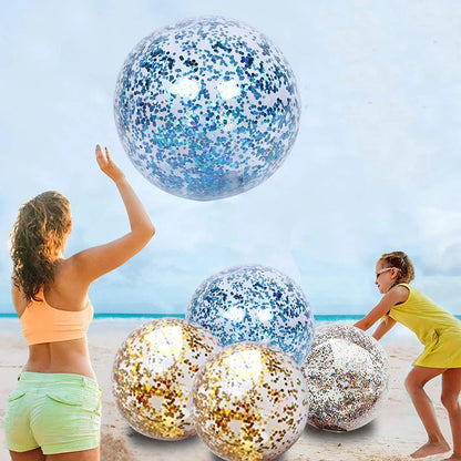 Ballon de plage gonflable à paillettes de 16 pouces, jeu d'eau d'été, balles à paillettes, piscines extérieures, jouets de fête, sports nautiques pour enfants et adultes