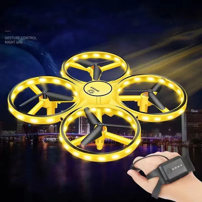 Drone contrôlé à la main RC Mini Quadcopter Gesture Flying LED Lights Altitude Hold Watch Control Enfants Jouets Cadeaux d'anniversaire