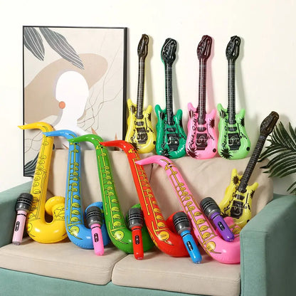 Lot de 15 instruments gonflables, jouets musicaux, ballons, instruments de simulation, guitares, saxophones, microphones, jouets de fête