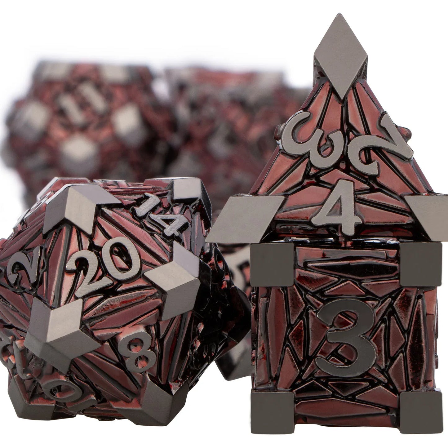 DND Metal Dice Set D6 Ancient Nickel Red D and D Dice Dungeon and Dragon Dice Polyhedral Handmade Dice Set D&D Role Playing Dice