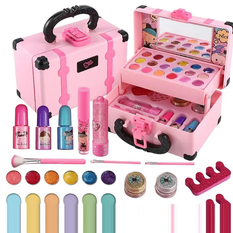 Kids Makeup Cosmetics Playing Box Princess Makeup Girl Toy Play Set Lipstick Eye Shadow Safety Nontoxic Kids Toys for Girls